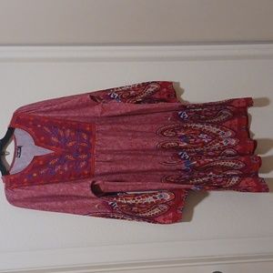 Womens White Mark size 3x embroidered red burgundy dress